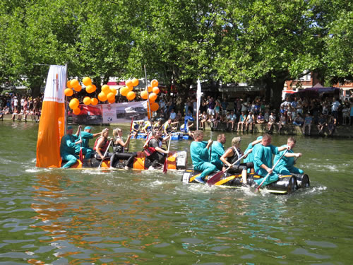 Carnival participants at the Bedford River Festival