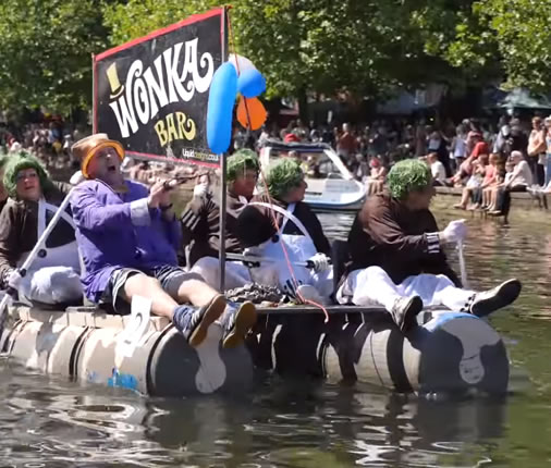 Raft race at the Bedford River Festival